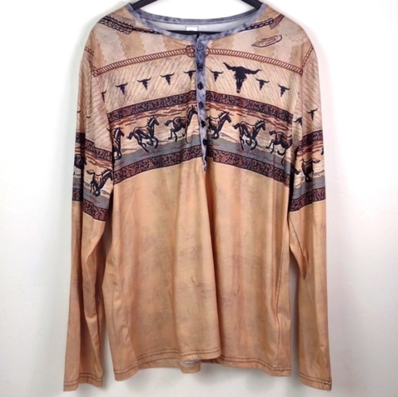 Southwest Long Sleeve 3/4 Button Up Sporty Poly Pullover Brand New! - Picture 2 of 4